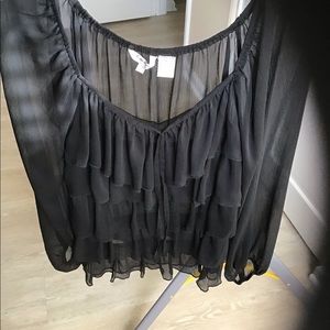 Woman’s XL Black Sheer Ruffled Top